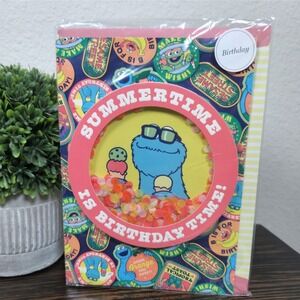 Sesame Street Cookie Monster Birthday‎ Card Summertime is Birthday Time